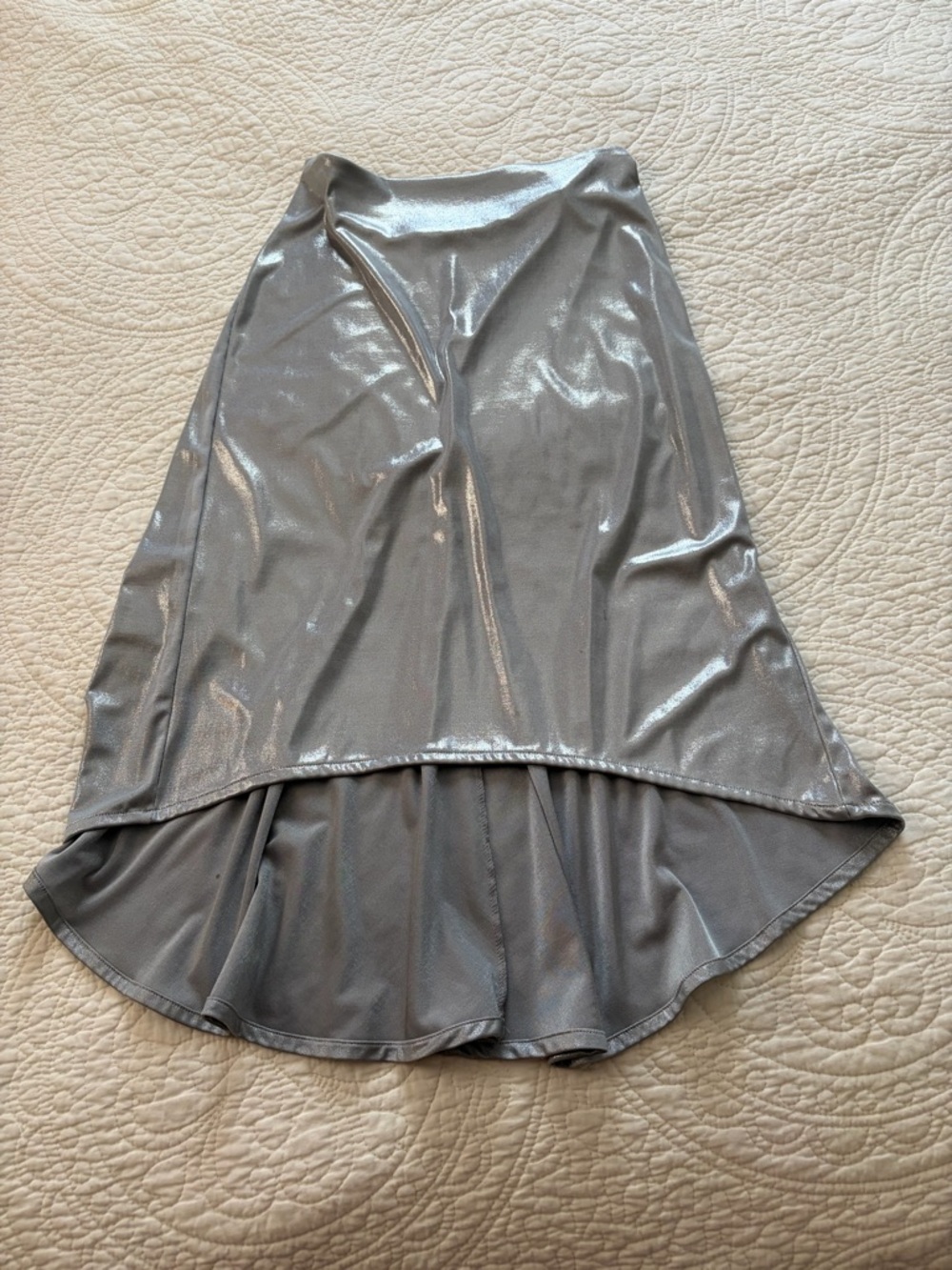 Metallic Silver High-Low A-Line Skirt - Women